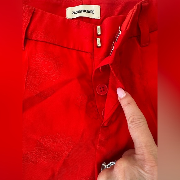 Zadig & Voltaire prune jac paisley red tailored trousers - Picture 6 of 11